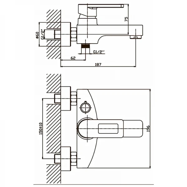 Смеситель для ванны Haiba Gudini 009 (HB0149)