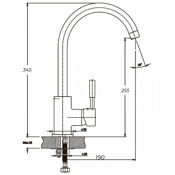 Смеситель для кухни Haiba Hans 011 (HB0168)