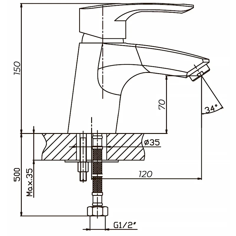 Змішувач для умивальника Haiba Hansberg 001 нержавіюча сталь (HB0170)