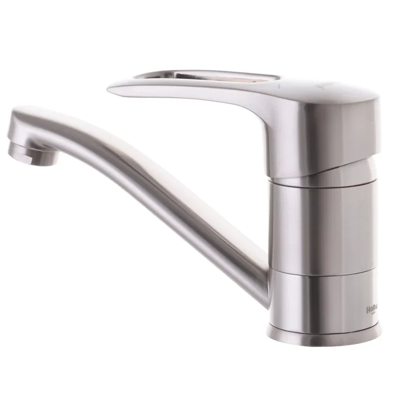 Змішувач для умивальника Haiba Hansberg 004 нержавейка (вилив 15 см) (HB0190)