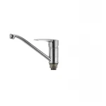 Змішувач для кухні низький Haiba Hansberg 555 латунний, хром, одноважільний з поворотним виливом (HB0213)