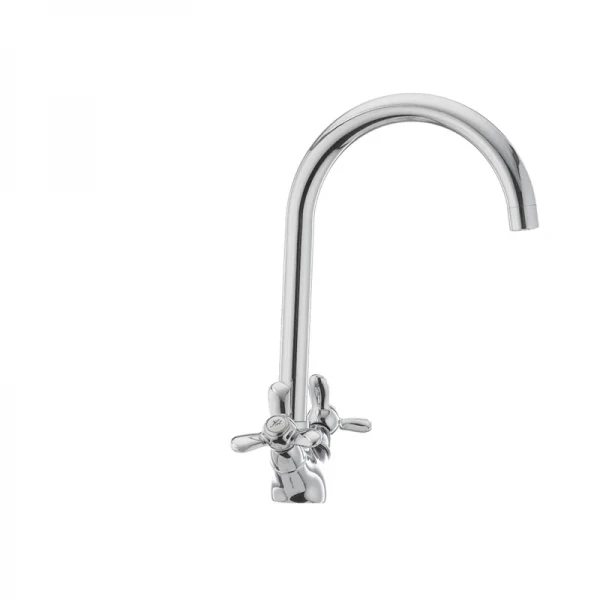 Змішувач для кухні Haiba Vilta 275 латунний хромований двохвентильний з високим поворотним виливом (HB0390)
