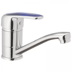 Змішувач для умивальника HAIBA MAGIC 555 (15 см) з синьою ручкою (HB0672)