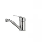 Змішувач для умивальника Haiba Magic 004 латунний хромований з чорною ручкою, поворотний вилив 15 см (HB0689)