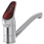 Смеситель для умывальника Haiba Magic 004 с красной ручкой (излив 15 см) (HB0690)