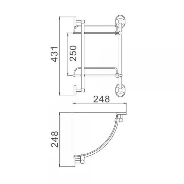 Полка угловая стеклянная двухъярусная Haiba HB1907-2 (HB0722)