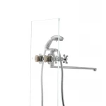 Двохвентильний змішувач для ванни Haiba Smes 140 латунний хромований з довгим поворотним виливом (HB0780)