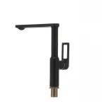 Змішувач для кухні одноважільний Haiba Foster 017 латунний чорний матовий з високим поворотним виливом (HB0967)