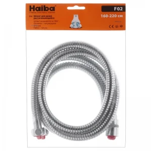 Шланг ChrF02 для душу Haiba Chr.F02 з нержавіючої сталі, розтяжний 160 см, хром (HO0019)
