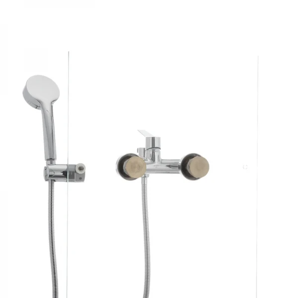 Одноважільний змішувач для ванни Ibergrif Arial M13026 латунний хромований з коротким зливом та душовим набором (IB0040)