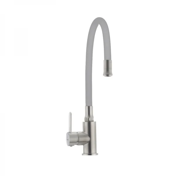 Змішувач для кухні Ibergrif M22119-9 латунний нержавіюча сталь/сірий з гнучким силіконовим виливом IB0065 (IB0065)