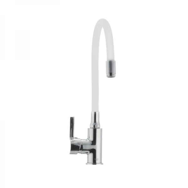 Змішувач для кухні Ibergrif M22112-3 латунний хром / білий з гнучким силіконовим виливом (IB0069)