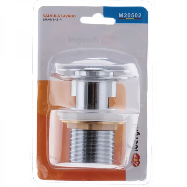 Донный клапан для умывальника с переливом (кнопка) Ibergrif M20502 (IB0087)