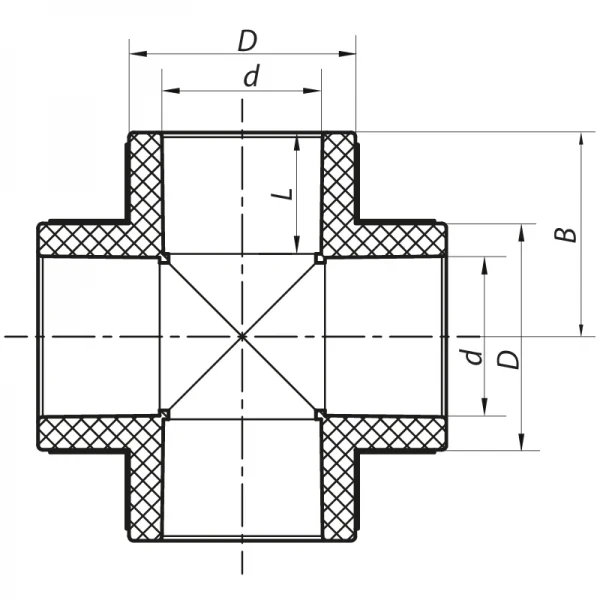 Крестовина 40 PPR Koer K0028.PRO (KP0034)