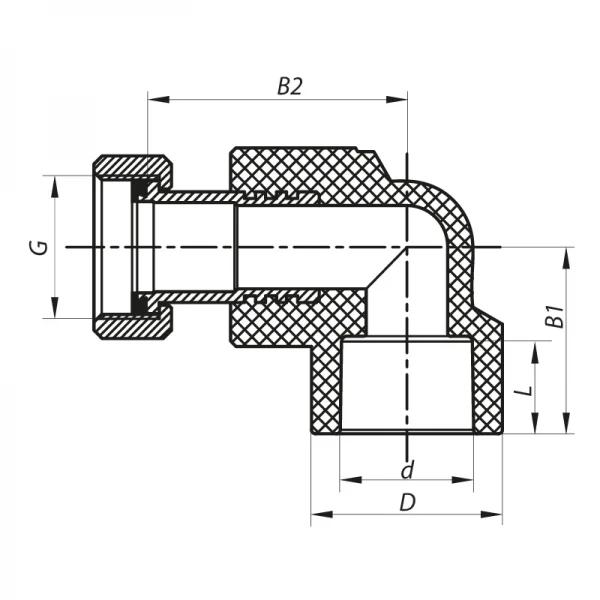 Кут з накидною гайкою 20x1/2F PPR Koer K0144.PRO (KP0182)