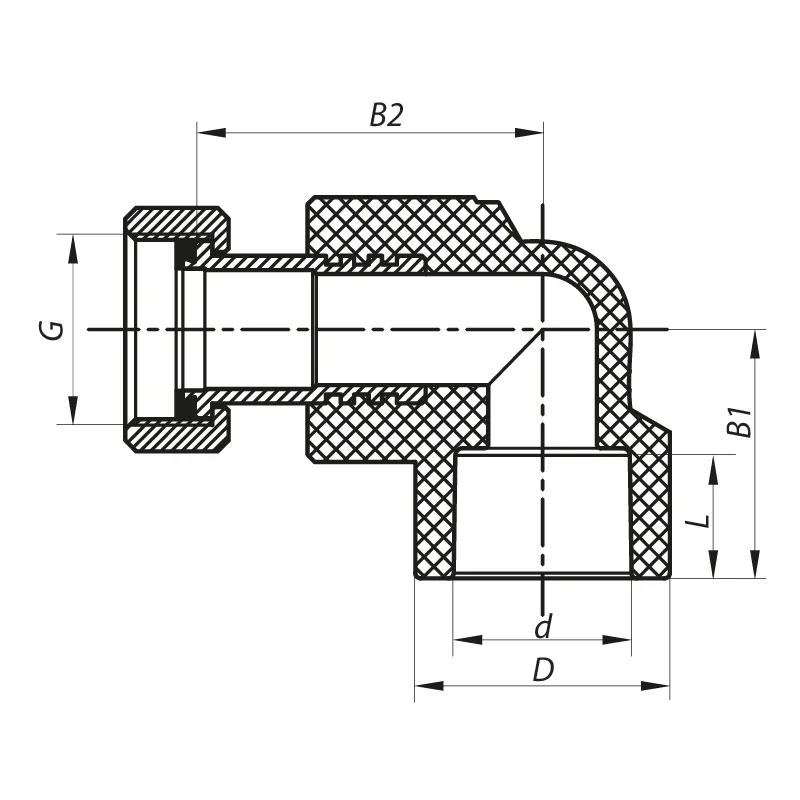 Кут з накидною гайкою 25x3/4F PPR Koer K0145.PRO (KP0183)