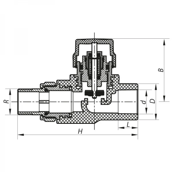 Кран термостатический прямой PPR 25x3/4 Koer K0152.PRO (KP0193)