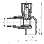 Кран радіаторний 20x1/2 кутовий з прокладкою 