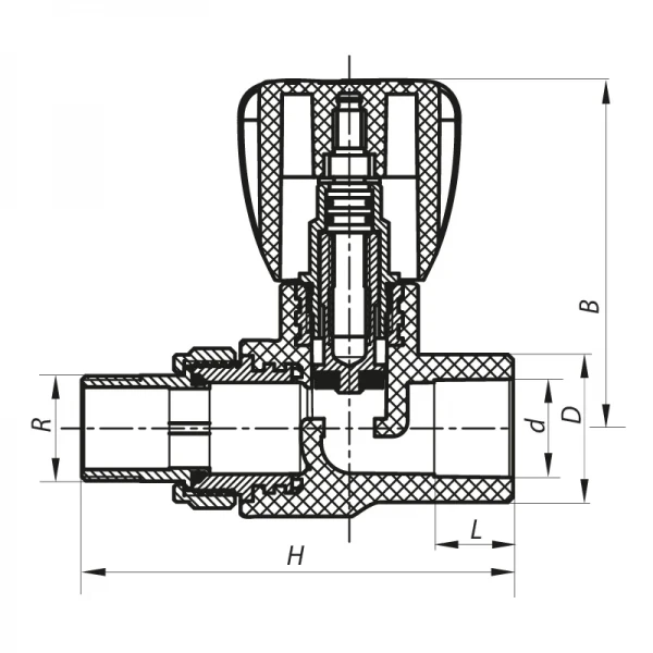 Вентиль радиаторный прямой PPR 25x3/4 (Koer K0166.PRO) (KP0214)