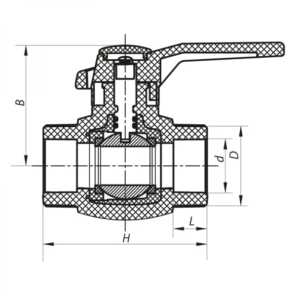Кран шаровый PPR КШ (ручка) для горячей воды 32 (Koer K0177.PRO) (KP0229)