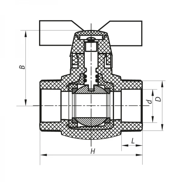 Кран кульовий PPR КШ Koer (метелик) для гарячої води 25 (Koer K0182.PRO) (KP0235)