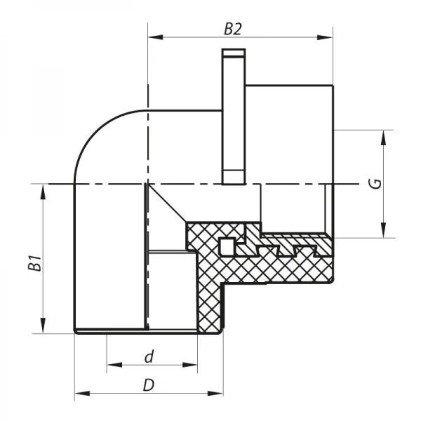 Кут інсталяційний для гіпсокартонних стін ВР 20x1/2F PPR Koer K0189.PRO (KP0244)