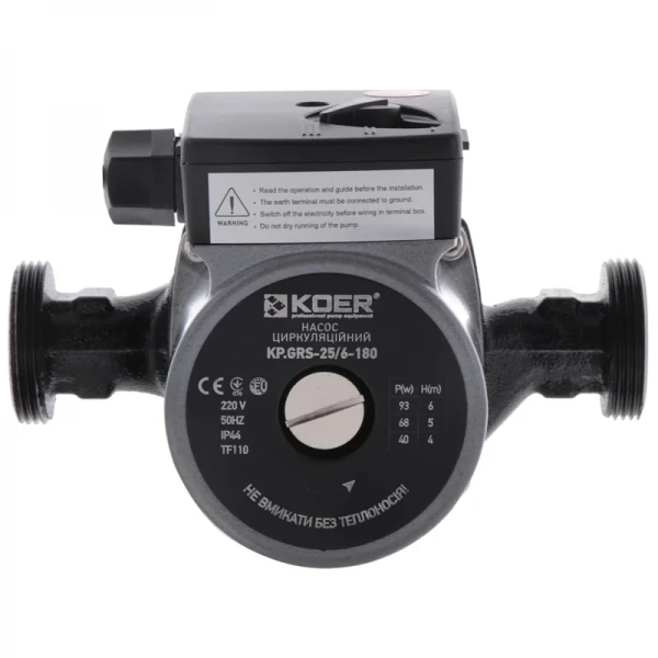 Насос циркуляционный центробеж. Koer KP.GRS-25/6-180 (с гайками, кабелем и вилкой) (KP0249)
