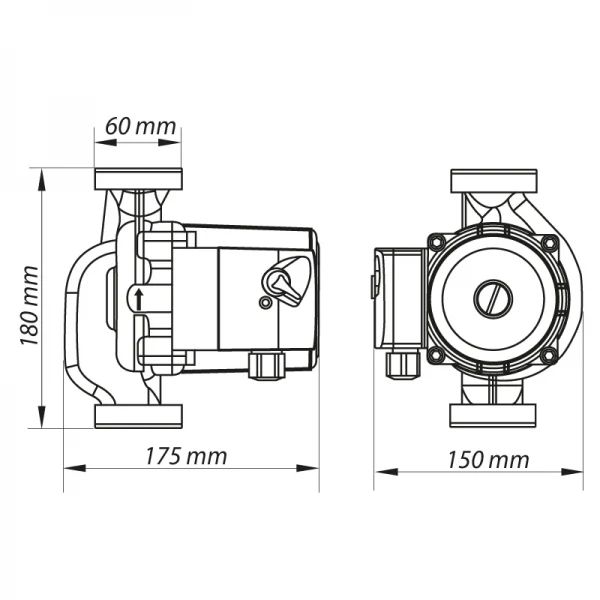 Насос циркуляционный центробеж. Koer KP.GRS-32/8-180 (с гайками, кабелем и вилкой) (KP0252)