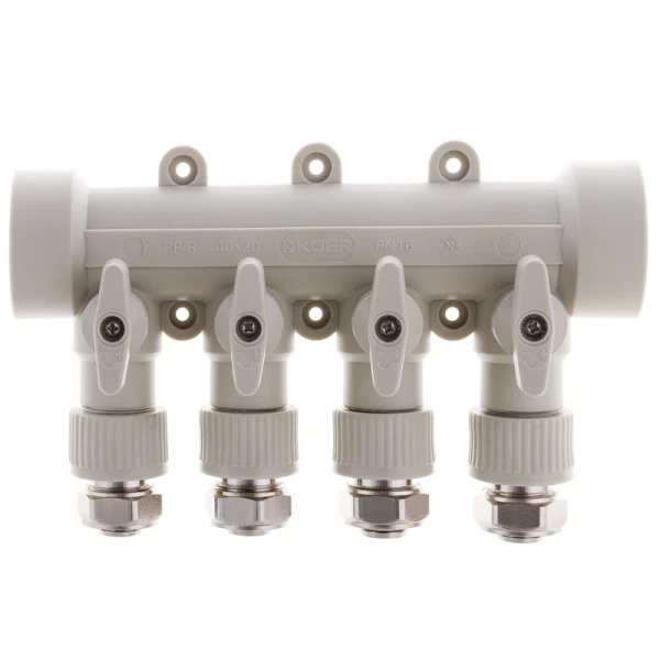 Коллектор распределительный 4-way с фитингом (40x20) PPR Koer K0192.PRO (KP2557)