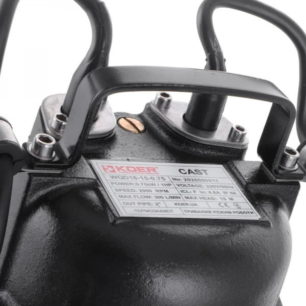 Насос дрен.-фекальн., Koer WQD 18 -15 -0,75 CAST корпус чугун (KP2663)