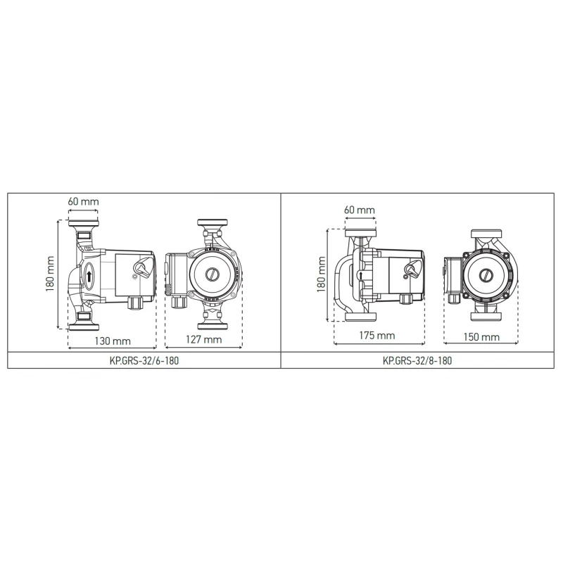 Насос циркуляционный Koer KP.GRS-32/6-180 (с гайками, кабелем и вилкой) (обмотка - медь) (KP2899)
