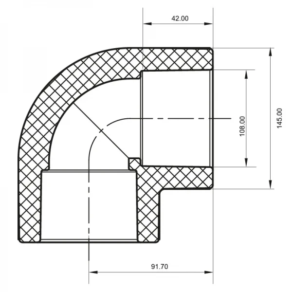Кут 90 Koer K0206.PRO - 110 PPR (KP3480)