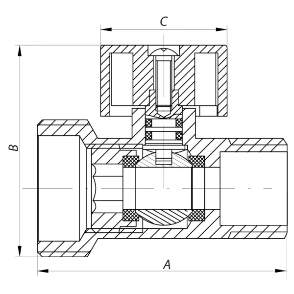 Кран трехходовой 1/2Mx3/4Mx1/2F Koer KR.515 (KR0103)