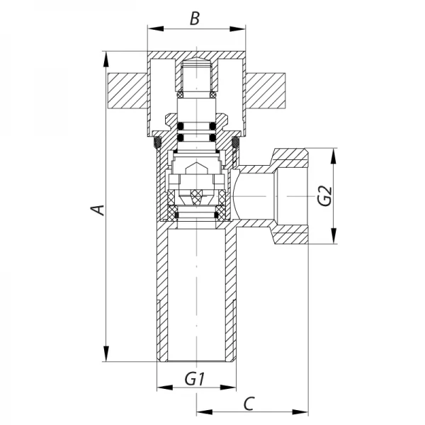 Кран для подключения сантехприборов Koer 1/2x1/2 (KR.517) (KR0108)