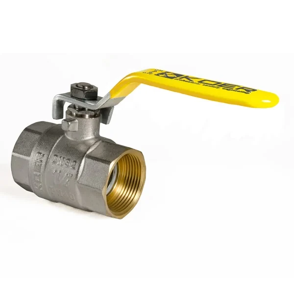 Кран шаровой KOER KR.214.G - 1 1/4" FF ГГВ YELLOW, ручка "рычаг" желтая (KR0115)