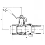 Кран с американкой 1-1/4" ручка РЫЧАГ (Koer KR.229) (KR0150)