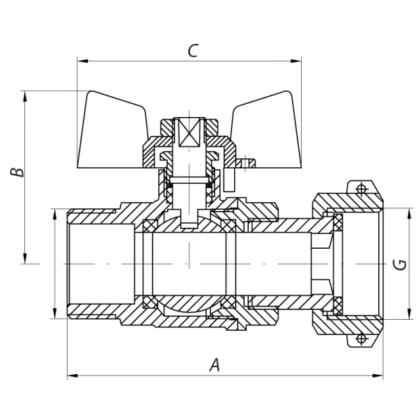 Кран с накидной гайкой 3/4" ГШБ газ Koer KR.220.G (KR0167)