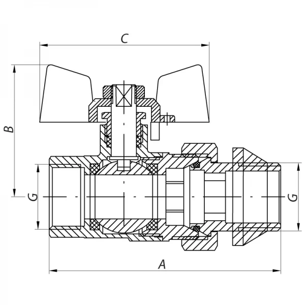 Кран с американкой 1/2" "антипротечка" (Koer KR.227.W-Gi) белый (KR0190)