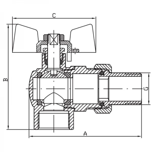 Кран с американкой 3/4" "антипротечка" (Koer KR.228-Gi) угловой (KR0194)