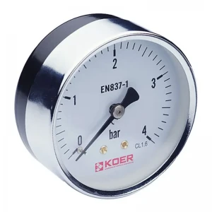Манометр аксиальный (KOER KM.611A) (0-4 bar), D 63мм, 1/4''-1/2'' (KR0210)