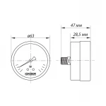 Манометр аксиальный (KOER KM.611A) (0-6 bar), D 63мм, 1/4''-1/2'' (KR0211)