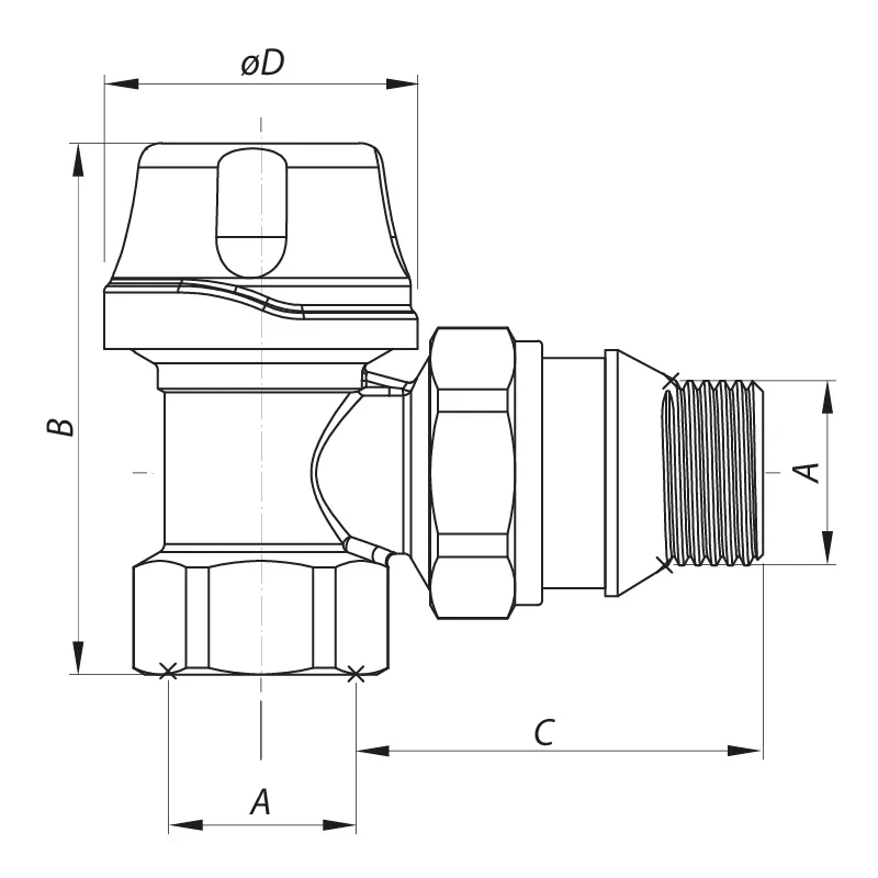 Кран термостатический угловой 3/4“ Koer KR.921-GI (KR2683)