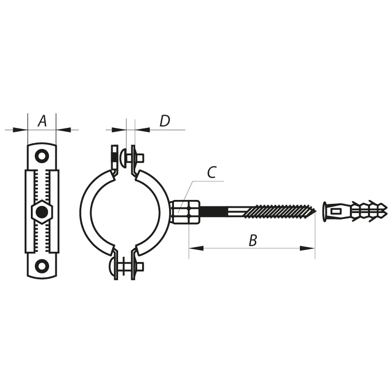 Хомут трубний оцинкований Koer KCB.10.G 2-1 / 2" (75-80) сірий (KR2790)