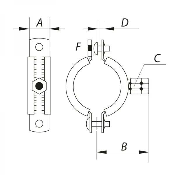 Хомут трубный оцинкованный Koer KC.10.G 4" (110-118) (без анкера) серый (KR2793)