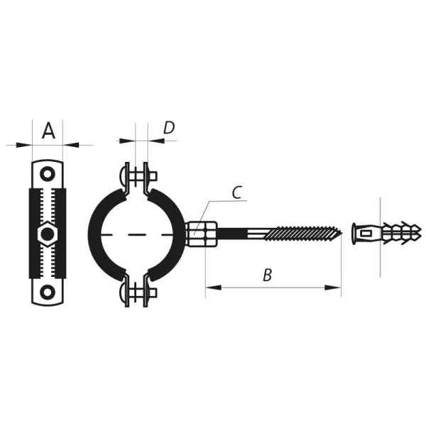Хомут трубный оцинкованный Koer KCB.20 3/4" (26-30) черный (KR2796)