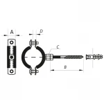 Хомут трубный оцинкованный Koer KCB.20 1-1/4" (38-43) черный (KR2798)