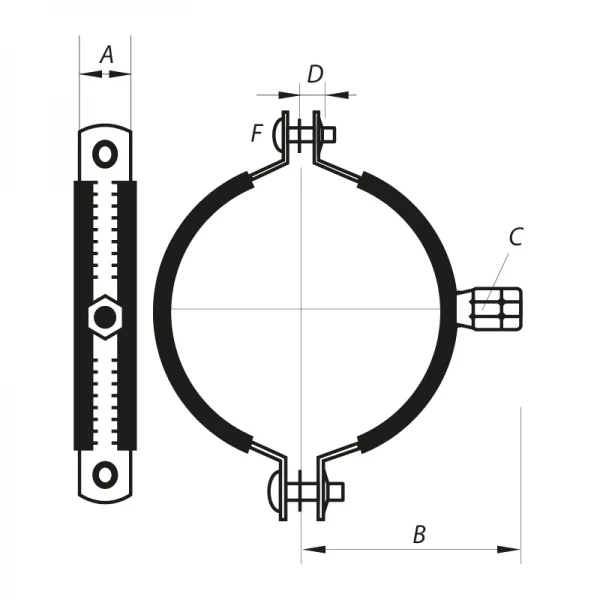 Хомут трубный оцинкованный Koer KC.20 4" (110-118) (без анкера) черный (KR2802)