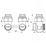 Узел нижнего подключения радиатора 3/4'' угловой (комплект) Koer KR.1132 (KR2816)