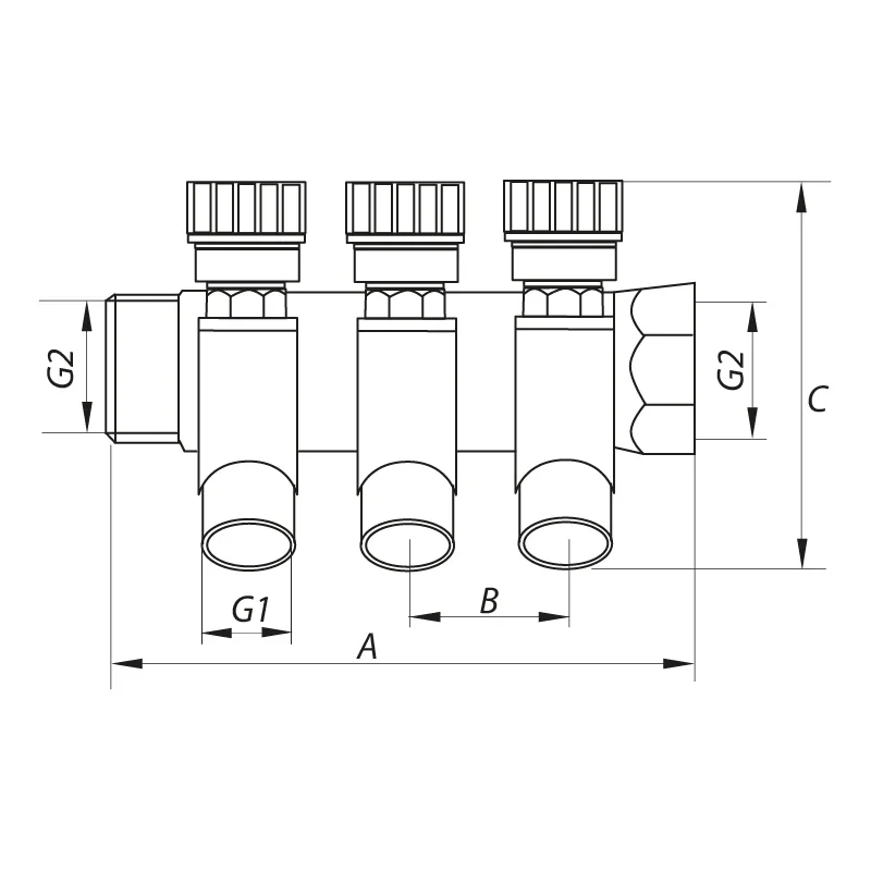 Коллектор вентильный с фитингом Koer KR.1123-2 3/4”x2 ways (KR2829)