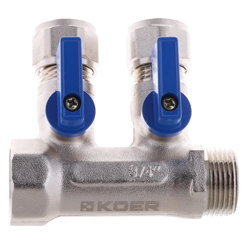 Коллектор с шаровыми кранами и фитингом Koer KR.1125-2 3/4”x2 ways (KR2835)